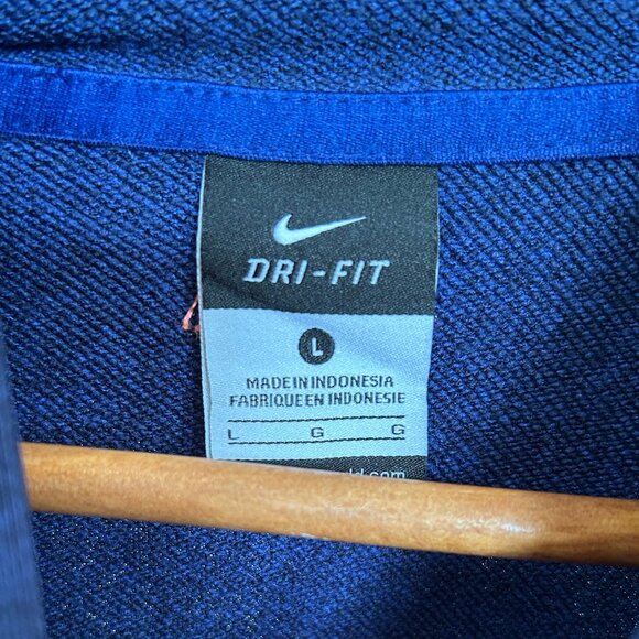 Nike Dri-Fit Navy Coral Funnel Neck Contrast Stitch Pullover Hoodie Womens Sz L - Picture 4 of 9